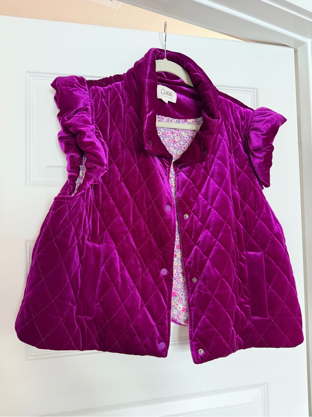 Quilted Velvet Vest in Fuchsia